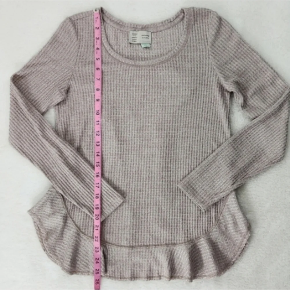 Anthropologie Saturday Sunday Waffle Knit Ruffle Thermal - Picture 5 of 11
